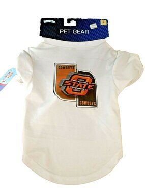 Hunter Dog Size Large NCAA Oklahoma State University Cowboys White Pet T-Shirt